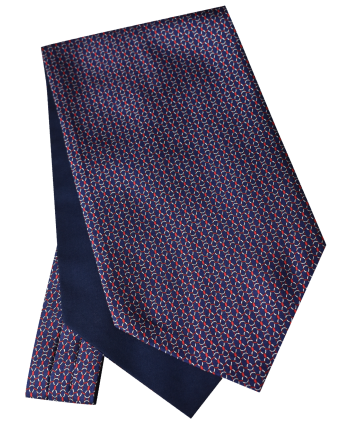 Fine Silk Looped Links Design Cravat in Navy